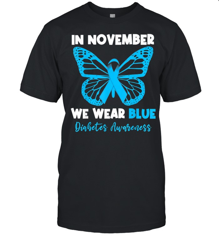 In November we Wear Blue Diabetes Awareness Cute Butterfly  Classic Men's T-shirt