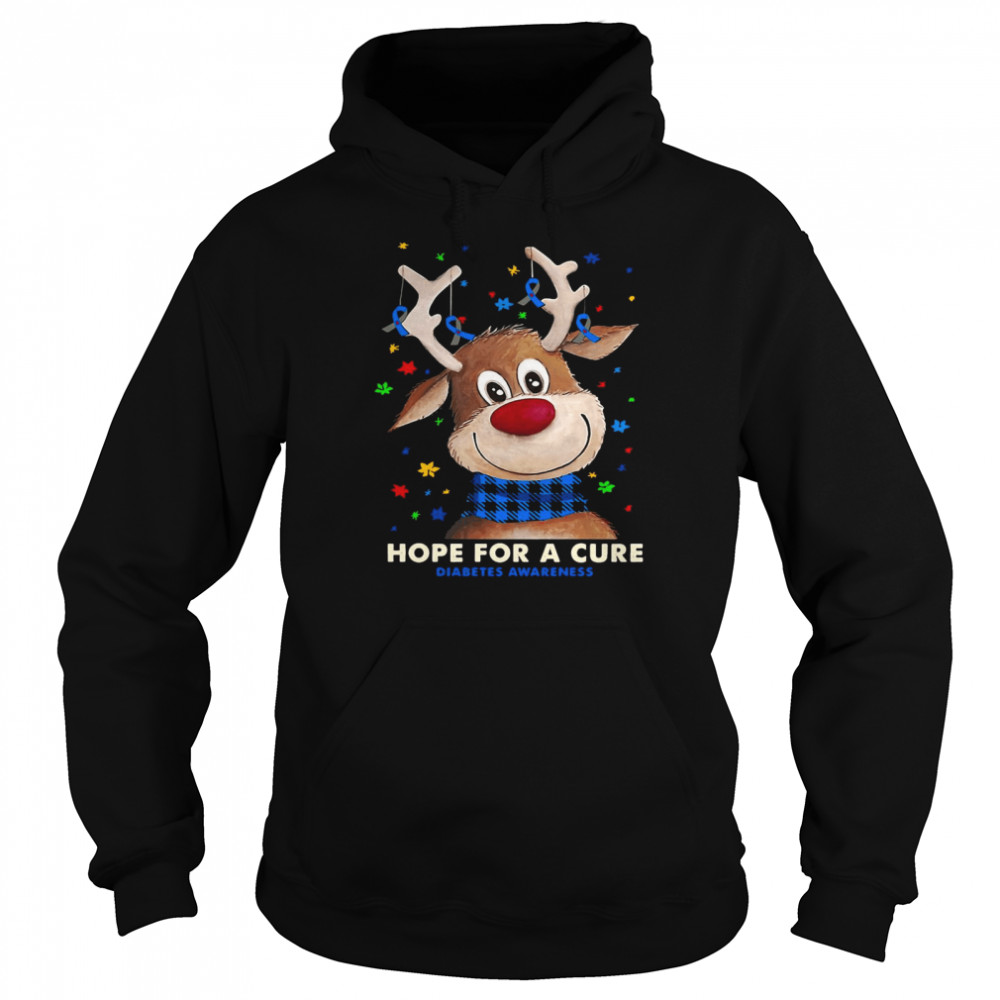 Reindeer Hope For A Cure Diabetes Awareness Sweater T-shirt Unisex Hoodie