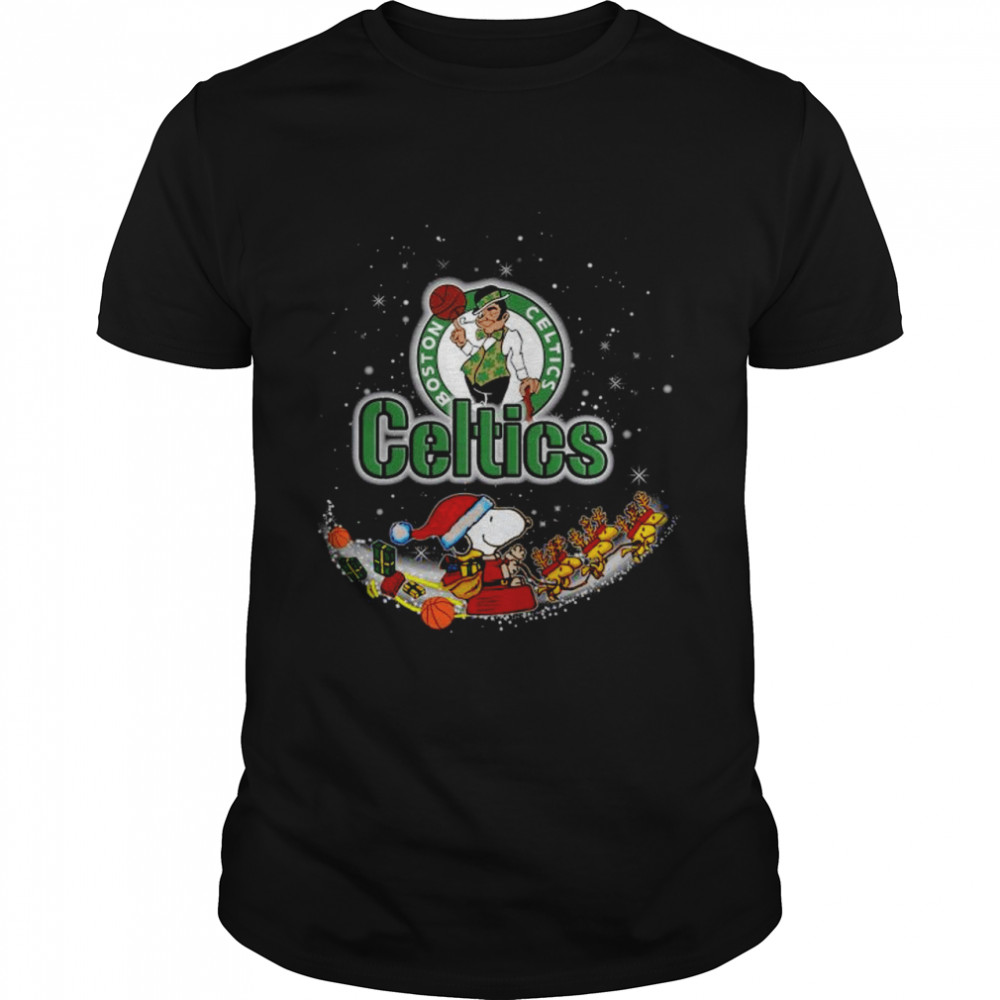 Santa Snoopy and Woodstock Boston Celtics 2021 Christmas shirt Classic Men's T-shirt