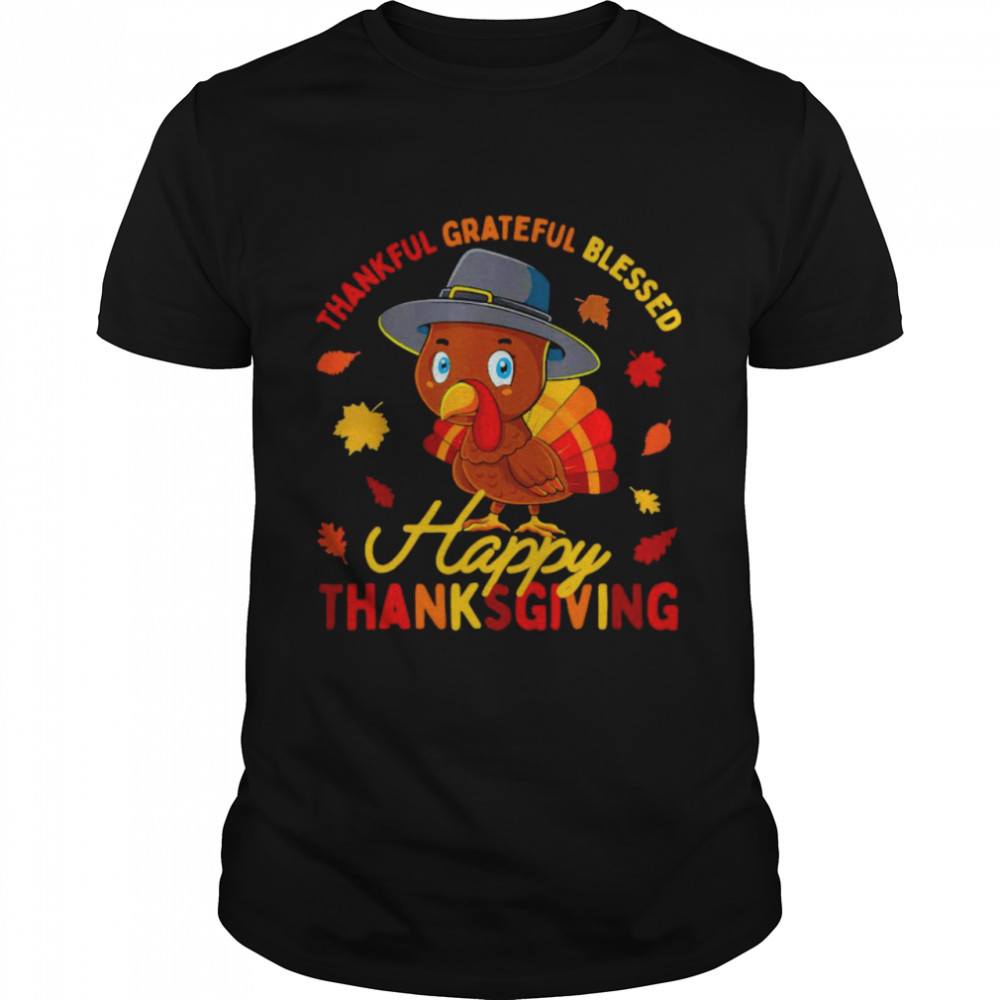Thankful Grateful Blessed Happy Thanksgiving Turkey  Classic Men's T-shirt