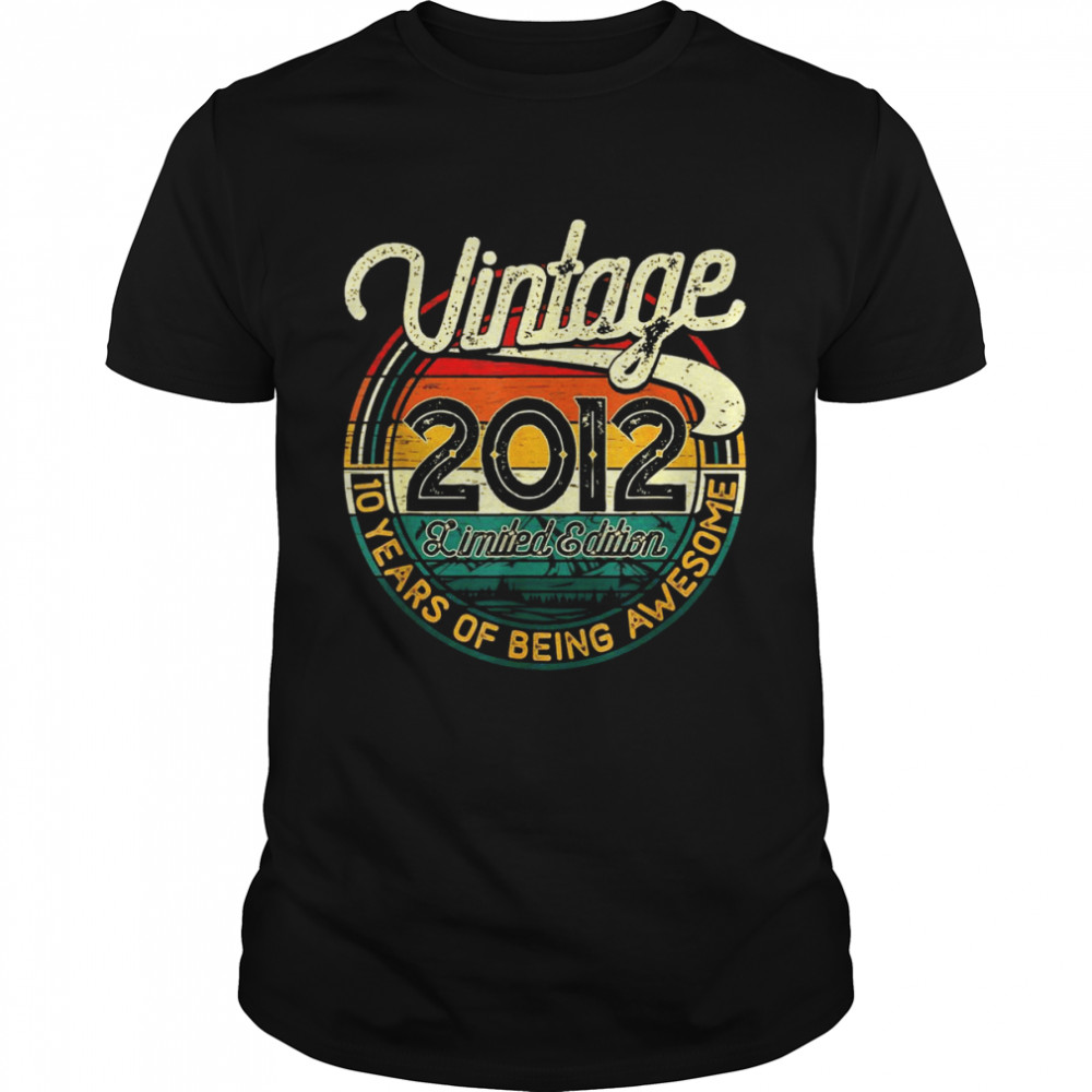 10th Birthday Decorations 10 Years Old Retro Vintage 2012  Classic Men's T-shirt