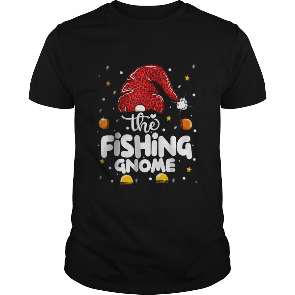 Fishing Gnome Leopard Family Matching Christmas Party Pajama T-Shirt