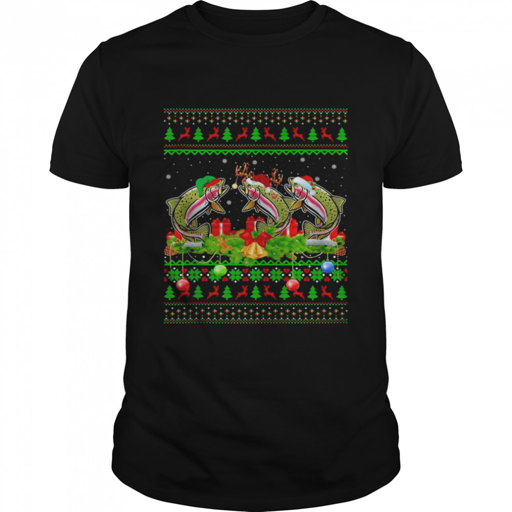 Fishing Xmas Santa Ugly Rainbow Trout Fish Christmas  Classic Men's T-shirt