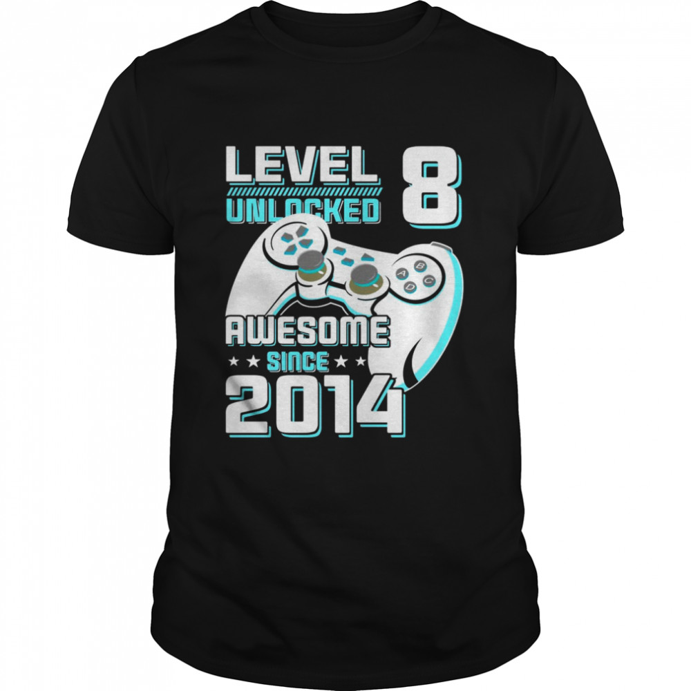 Level 8 Unlocked Awesome 2014 Video Game 8th Birthday Boy  Classic Men's T-shirt
