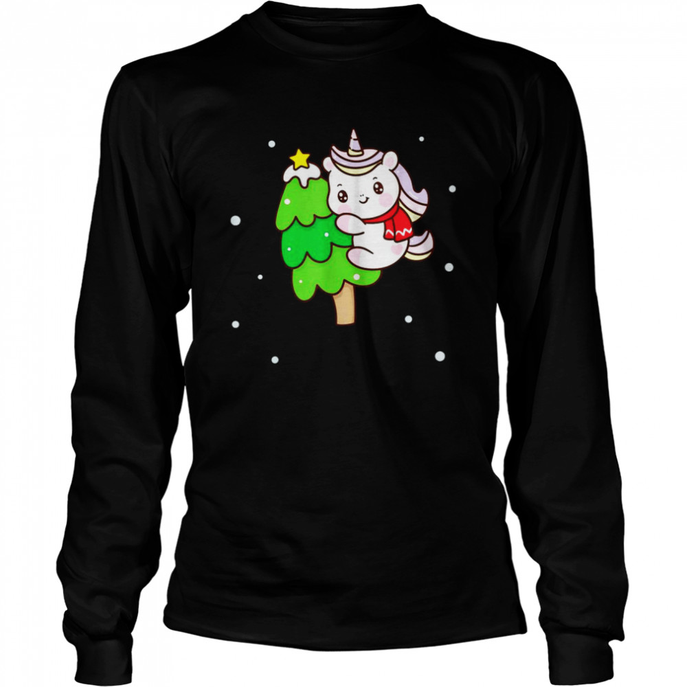 Unicorn Christmas Pajama For Girls Women Xmas Gift Long Sleeved T-shirt