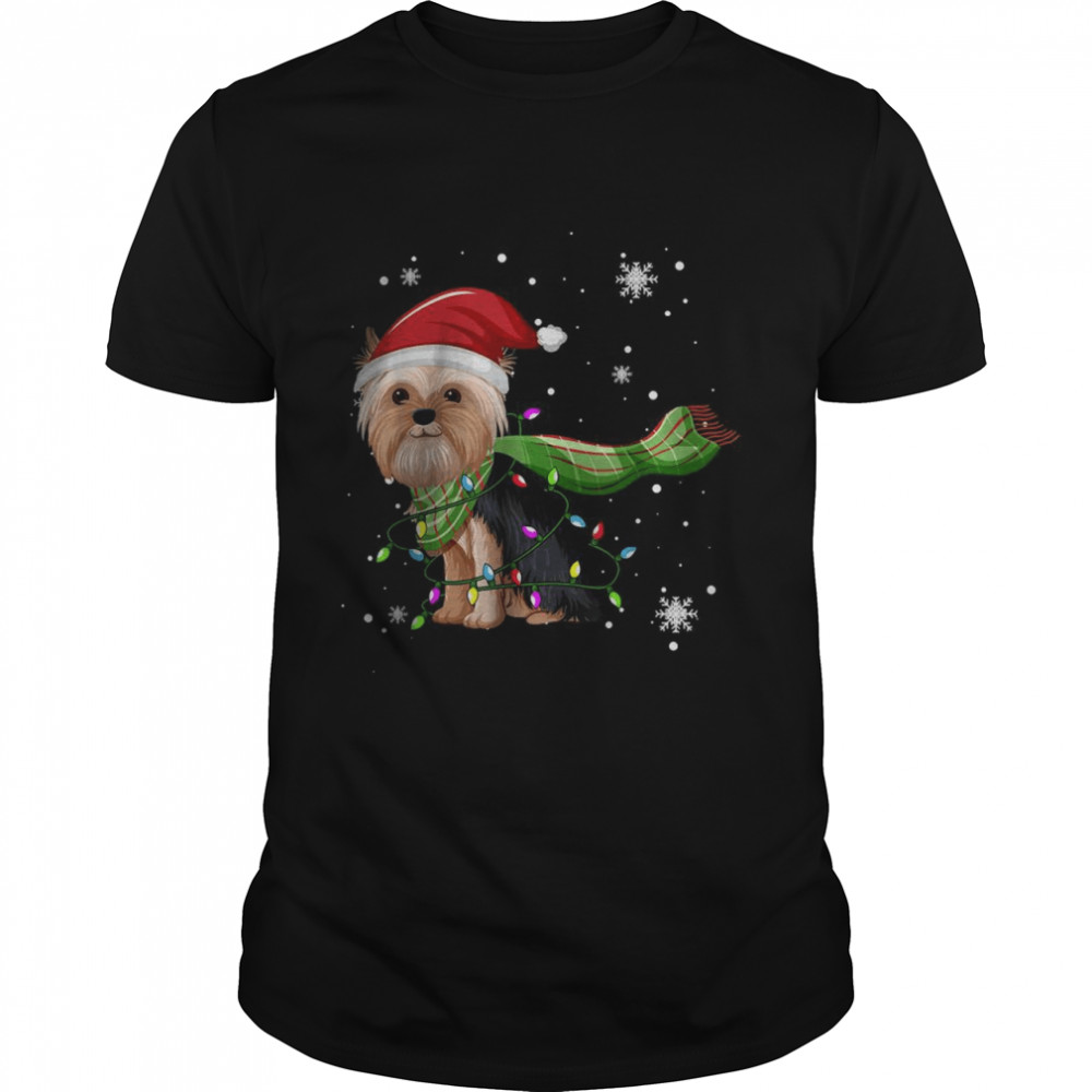 Yorkshire Terrier Christmas Tree Lights Xmas Lover T- Classic Men's T-shirt