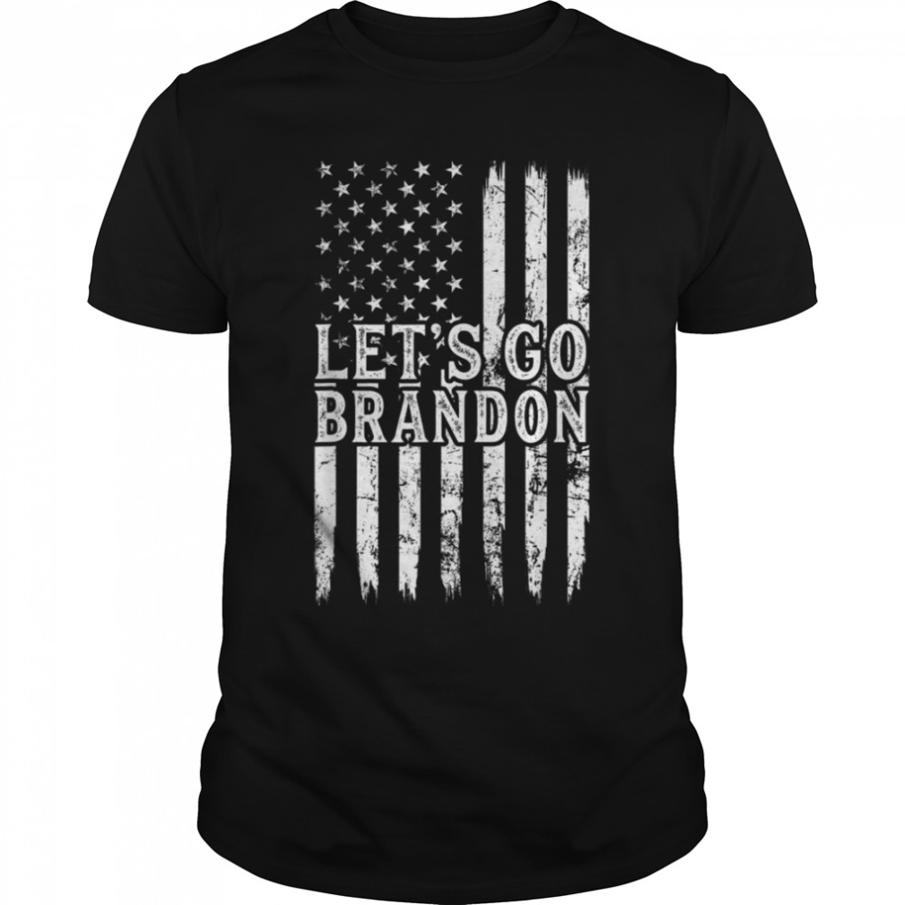 Let's Go Brandon Retro Vintage Chant Impeach Biden USA Flag T-Shirt B09K66GPHH