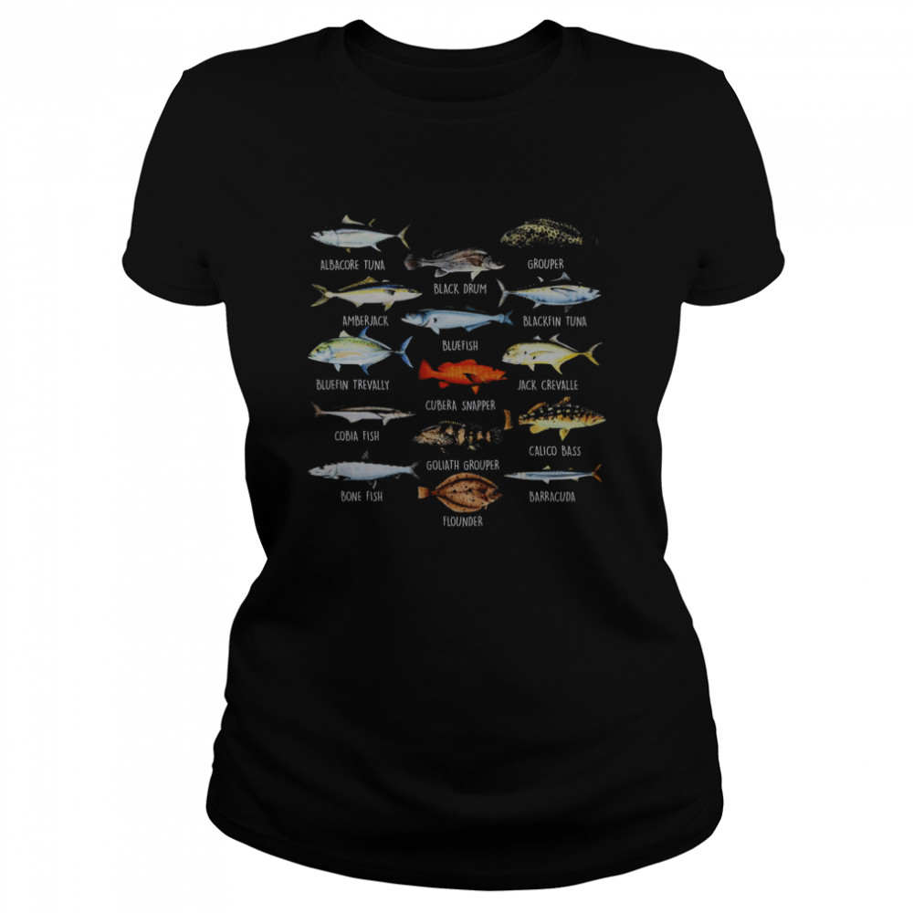 Albacore Tuna Black Drum Grouper Amberjack Bluefish Flounder Classic Women's T-shirt