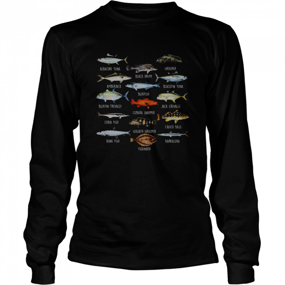 Albacore Tuna Black Drum Grouper Amberjack Bluefish Flounder Long Sleeved T-shirt