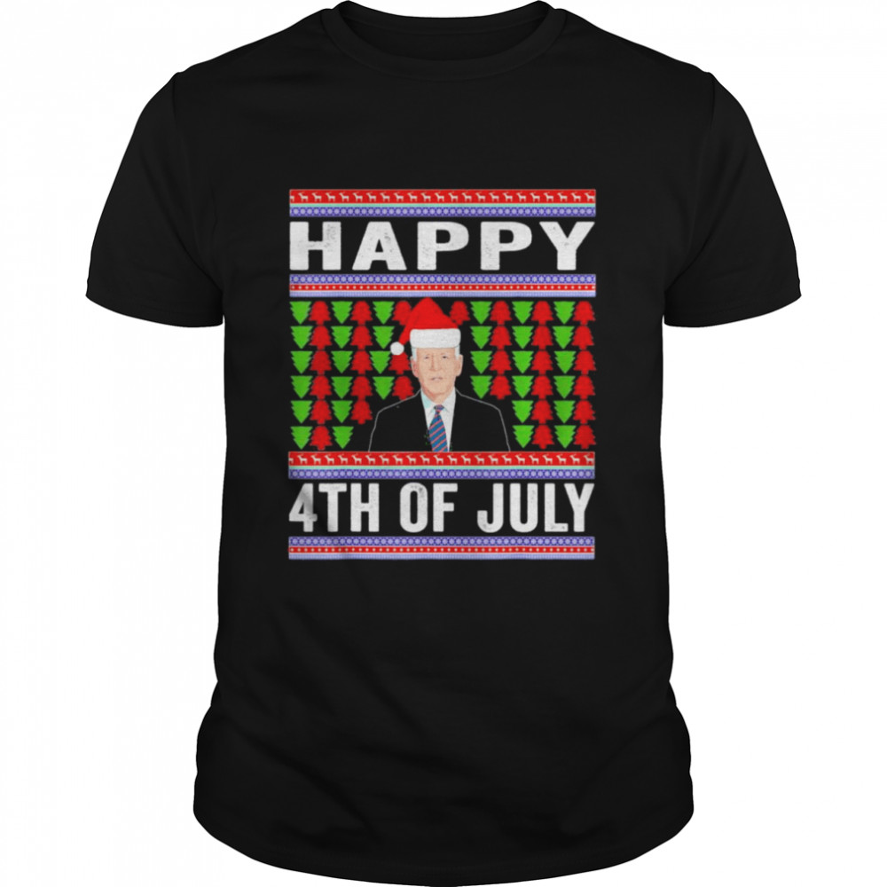 Happy 4th of July Ugly Christmas Santa – Joe Biden T- Classic Men's T-shirt
