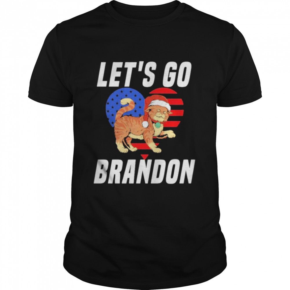 Let’s Go Brandon Cat Xmas Santa Heart Shirt