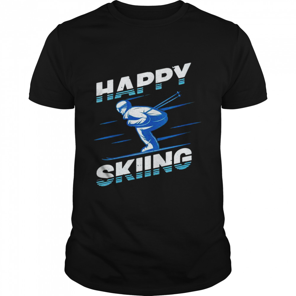 Snow Skiing Happy Skiing Winter Sports Alpine Downhill Ski  Classic Men's T-shirt