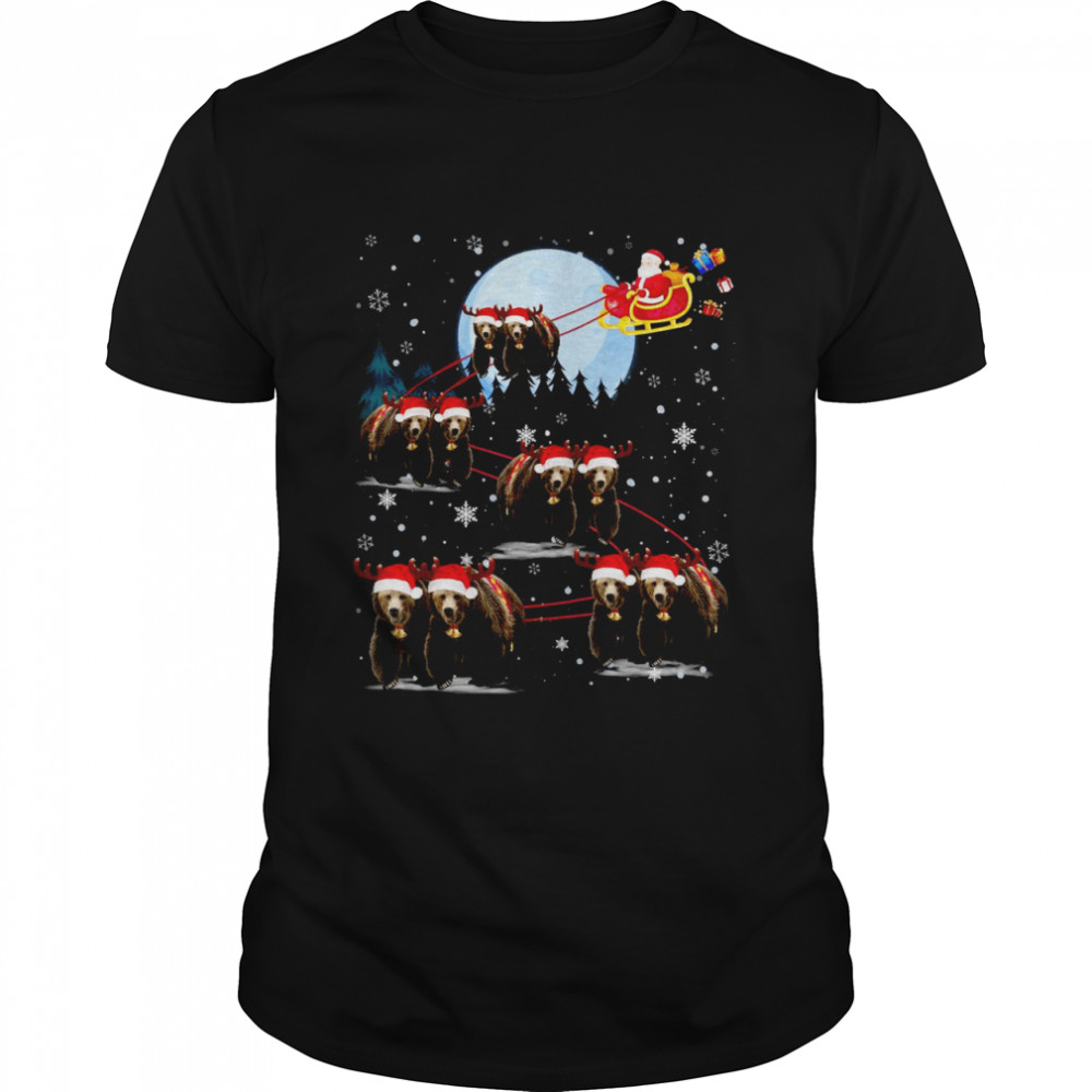 Bears Hat Reindeer Santa Under Moonlight Christmas  Classic Men's T-shirt