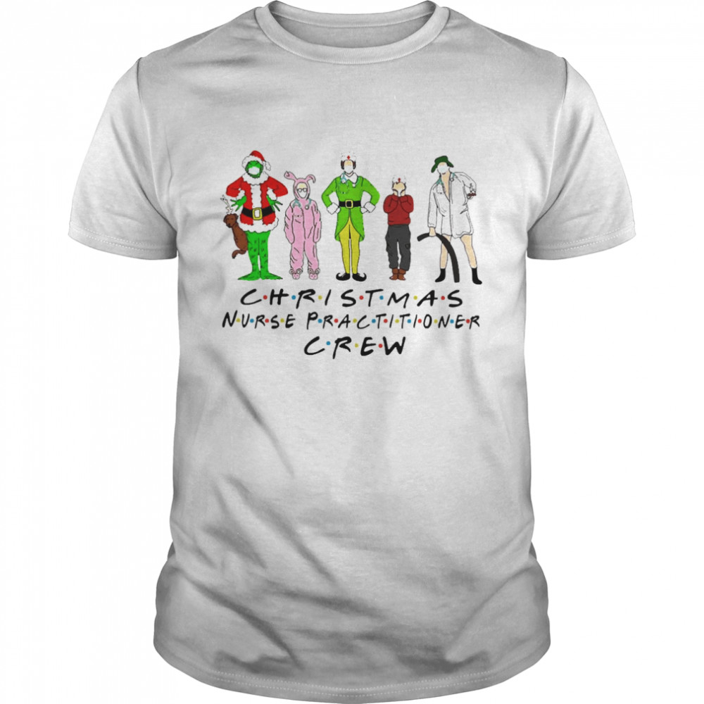 Grinch Elf Face Mask Christmas Nurse Practitioner Crew shirt