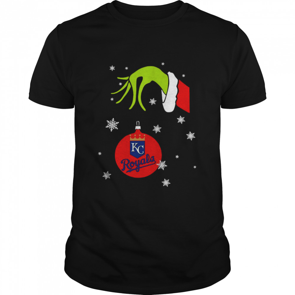 Grinch Hand holding Ornament Kansas City Royals Snowflake Christmas shirt Classic Men's T-shirt