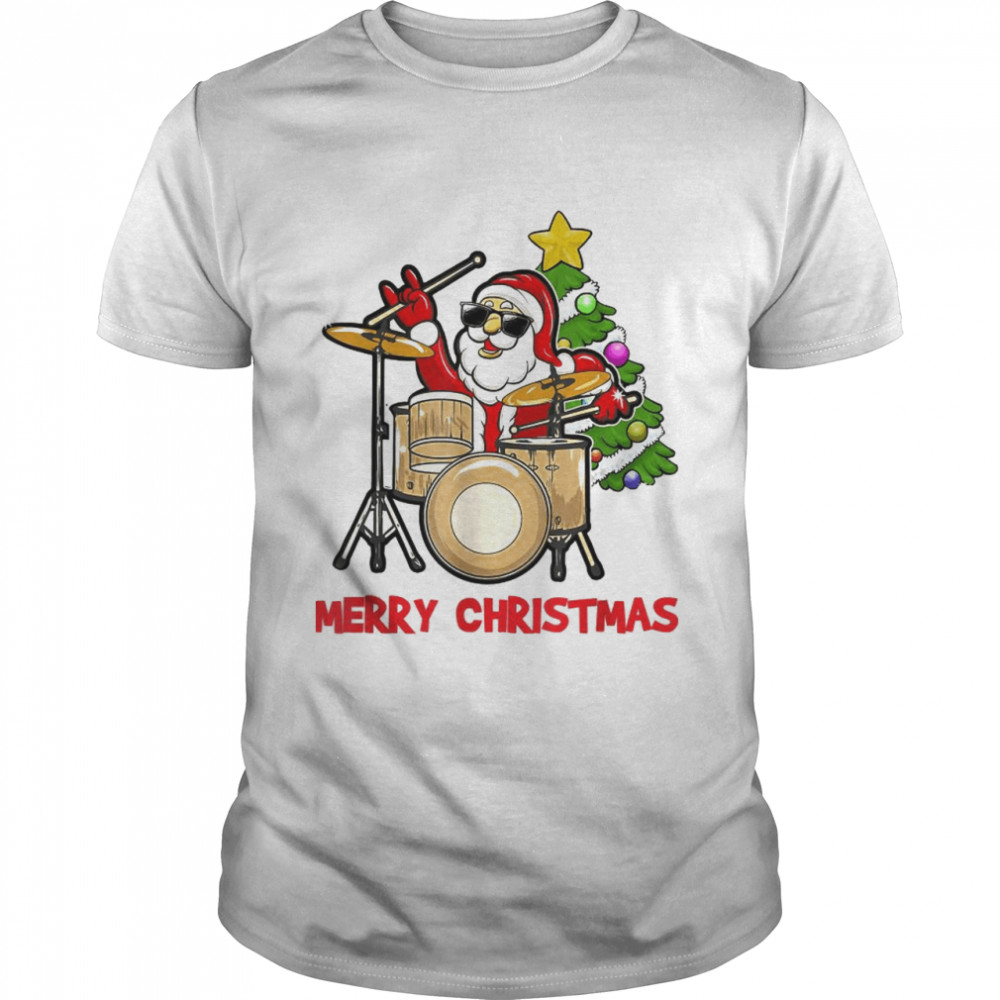 erry Christmas Drum And Santa Drummer Lover Xmas T-Shirt