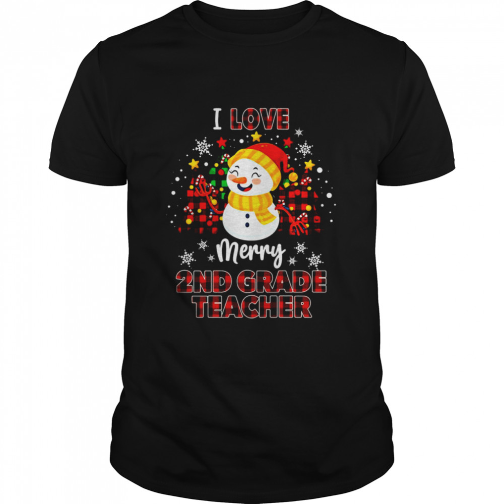 I Love Being A 2nd Grade Teacher Snowman Christmas Sweater  Classic Men's T-shirt