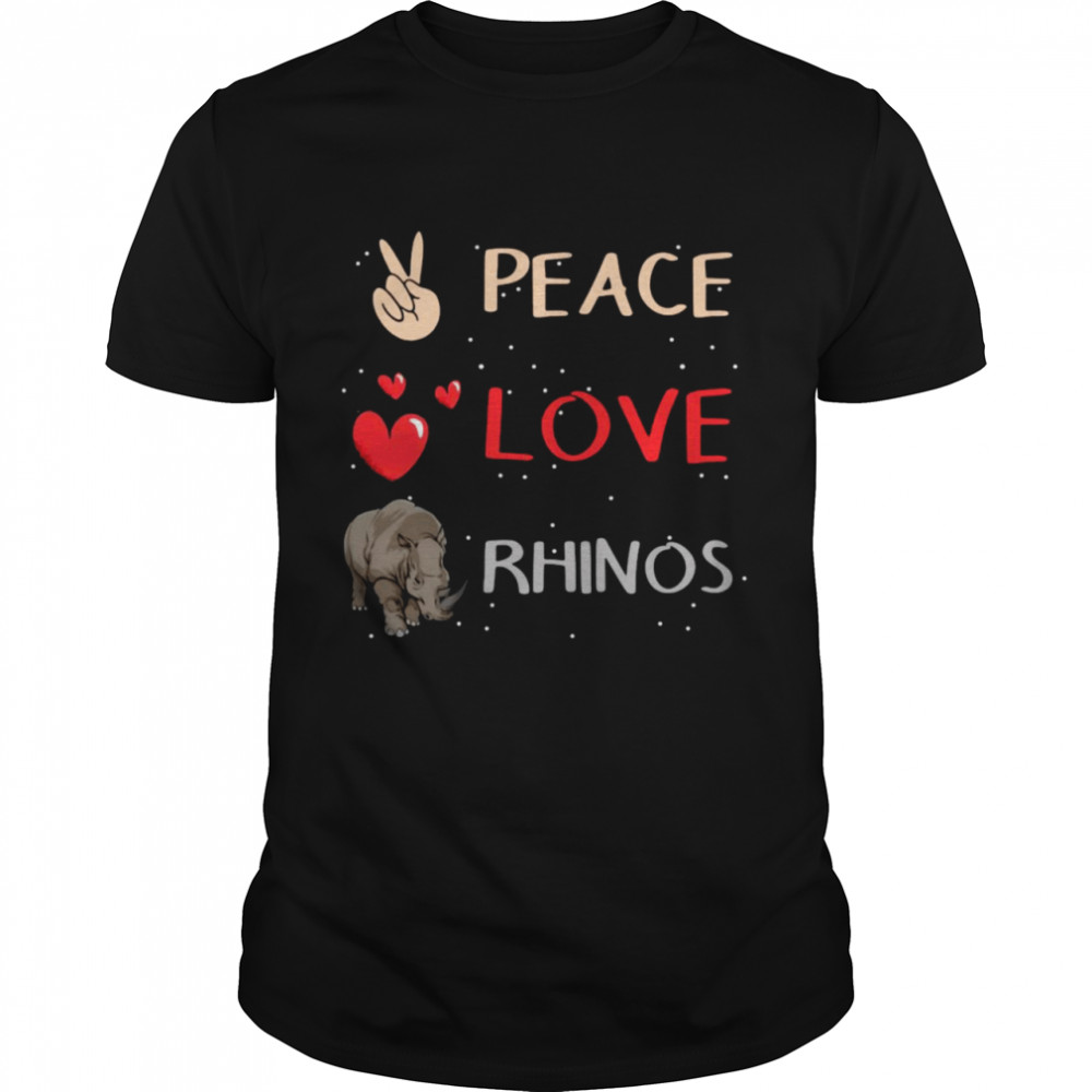 Rhino Rhinoceros Peace Love Rhinos  Classic Men's T-shirt