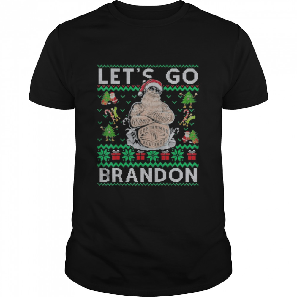 Santa Claus Tattoo Let’s Go Brandon Ugly Christmas shirt Classic Men's T-shirt
