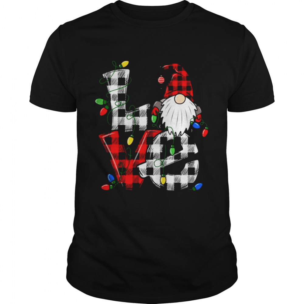 Love Gnomes Christmas Gnomies Leopard Buffalo Plaid  Classic Men's T-shirt
