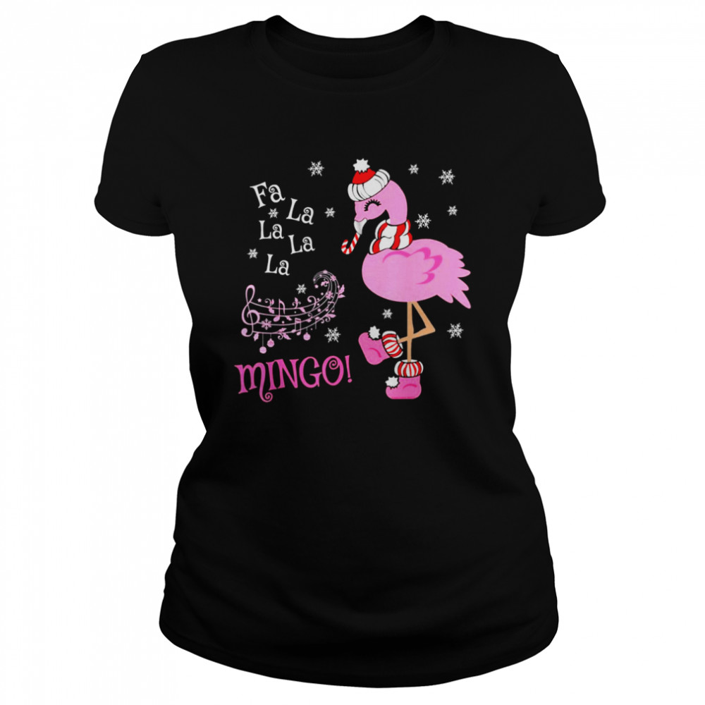 Santa Flamingo Fa La La La La Mingo Christmas  Classic Women's T-shirt