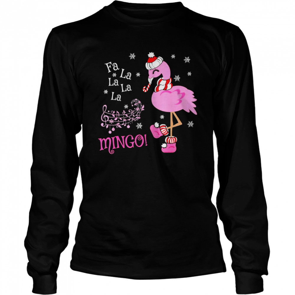 Santa Flamingo Fa La La La La Mingo Christmas  Long Sleeved T-shirt