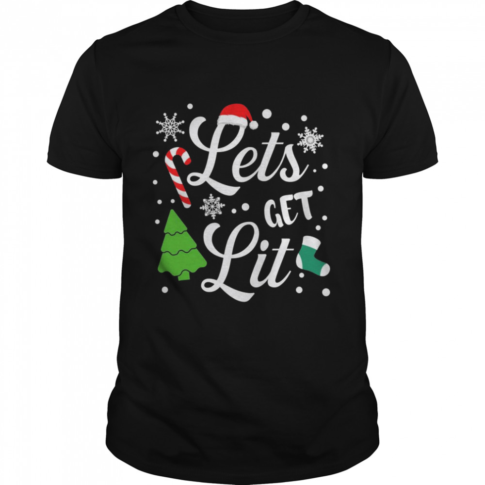 Let’s Get Lit Christmas Drinking Xmas Pajama  Classic Men's T-shirt