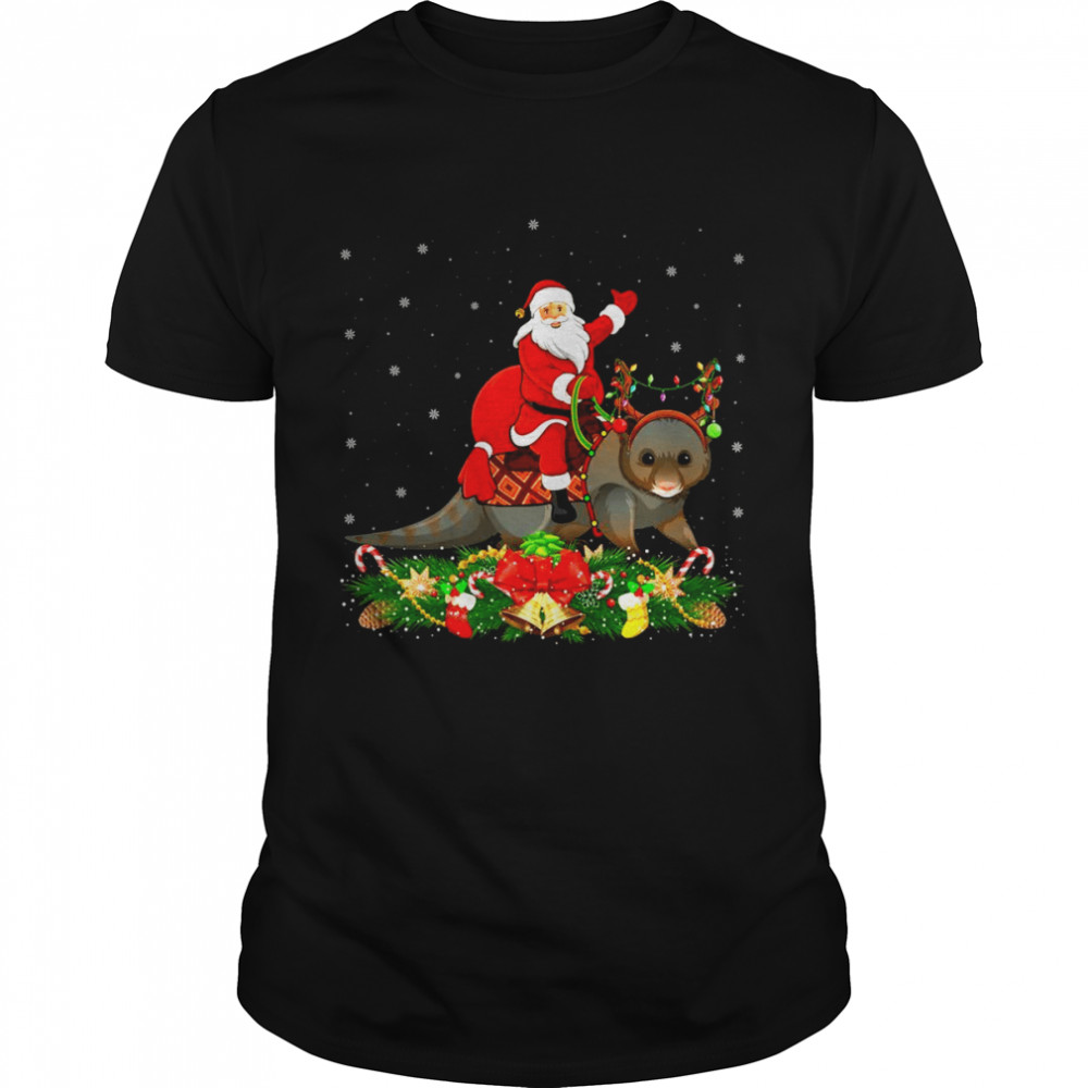 Mongoose Xmas Matching Santa Riding Mongoose Christmas Shirt