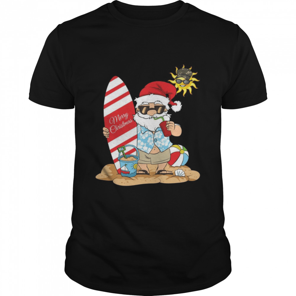 Weihnachtspyjama mit WeihnachtsmannMotiv im HawaiiWeihnachtsmannMotiv Langarmshirt Shirt