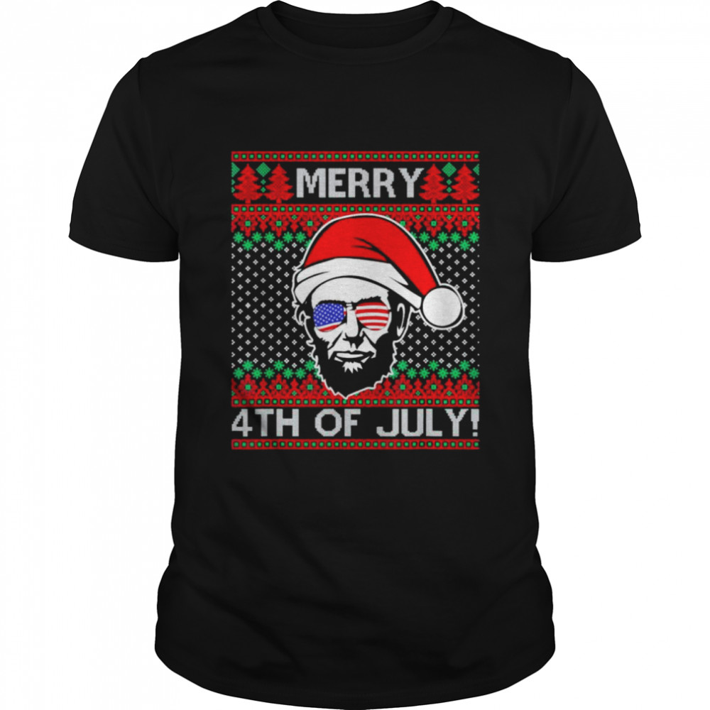 Abraham Lincoln 4th Of July Merica USA Flag Christmas Ugly shirt
