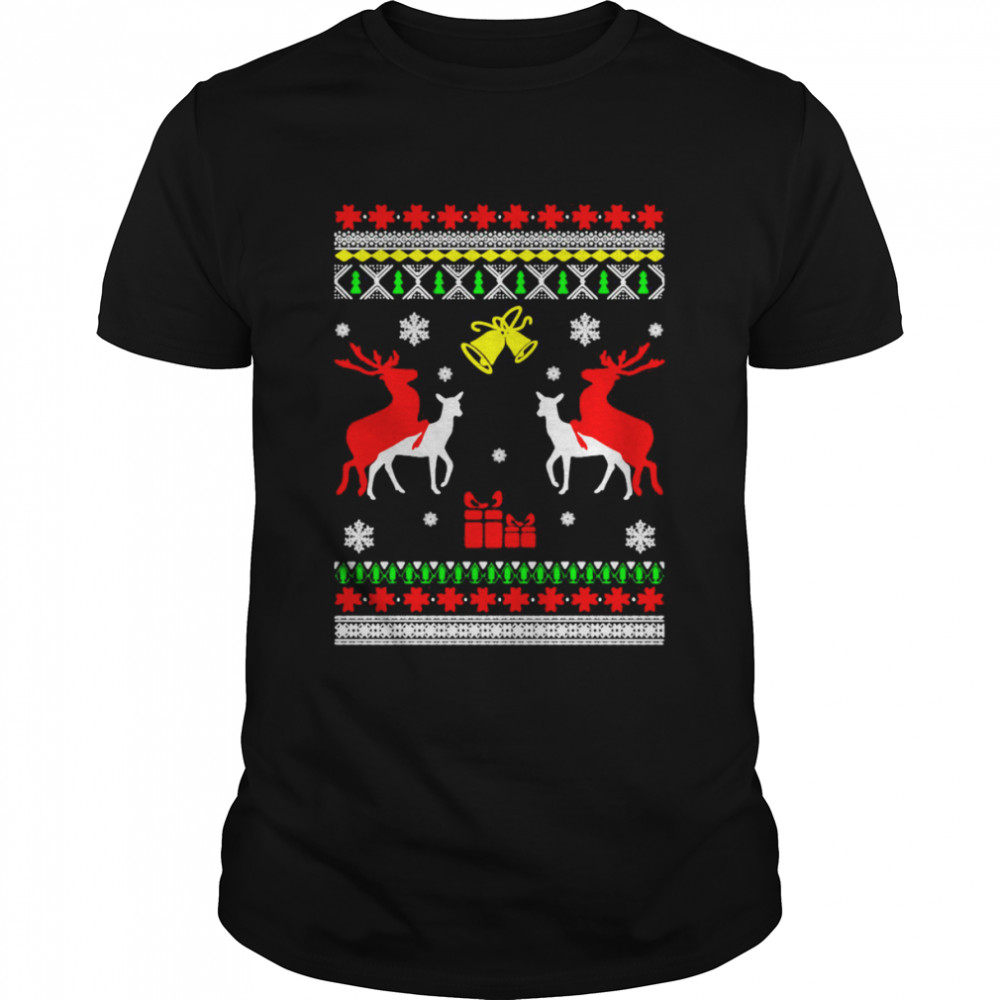 Reindeer Humping Fuck Funny Ugly Christmas shirt Classic Men's T-shirt