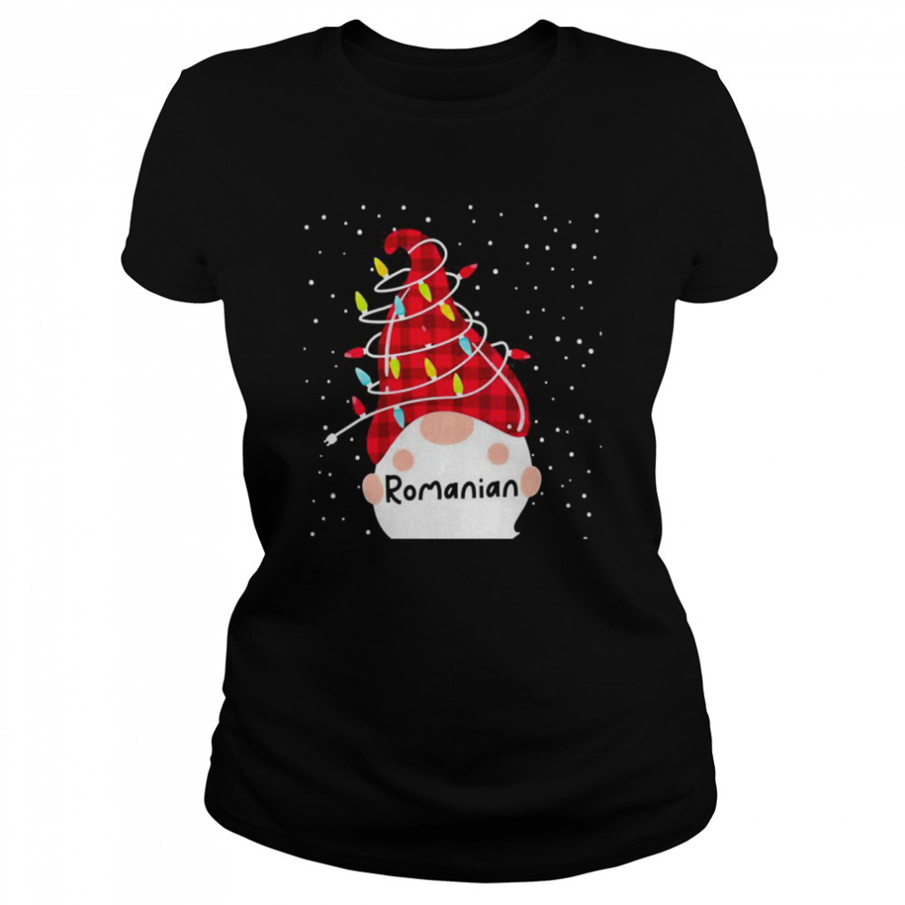 Romanian Gnome Matching Family Group Christmas Lights Pajama  Classic Women's T-shirt