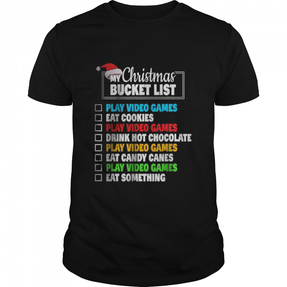 Xmas Bucket List Santa Hat Video Gamer Boys Christmas T-Shirt
