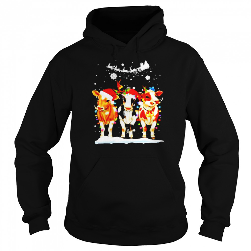 Cows Santa Christmas Holiday shirt Unisex Hoodie