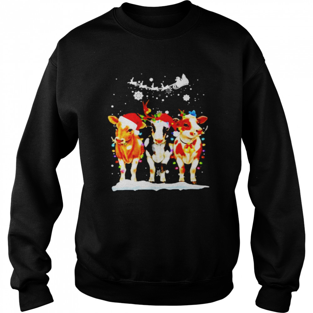 Cows Santa Christmas Holiday shirt Unisex Sweatshirt