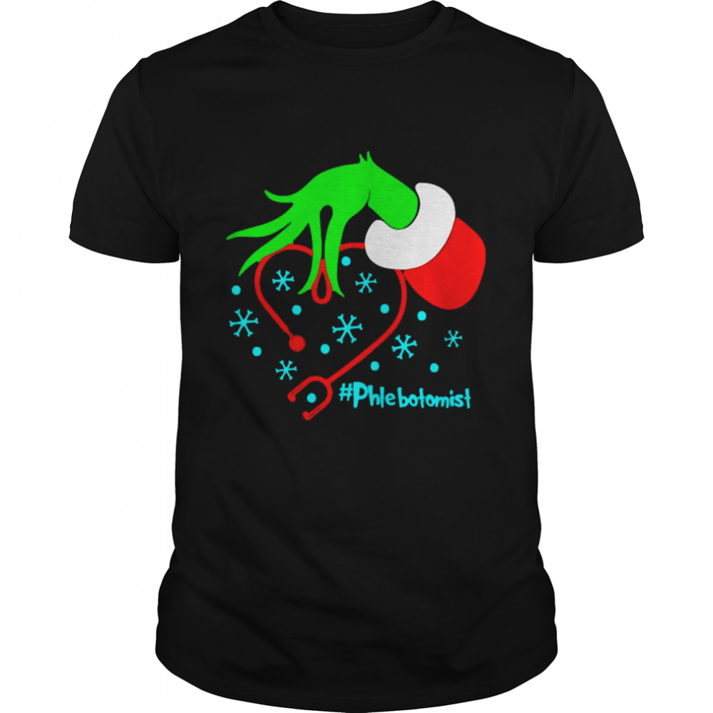Grinch’s Phlebotomist Nurse Stethoscope Christmas Sweater  Classic Men's T-shirt