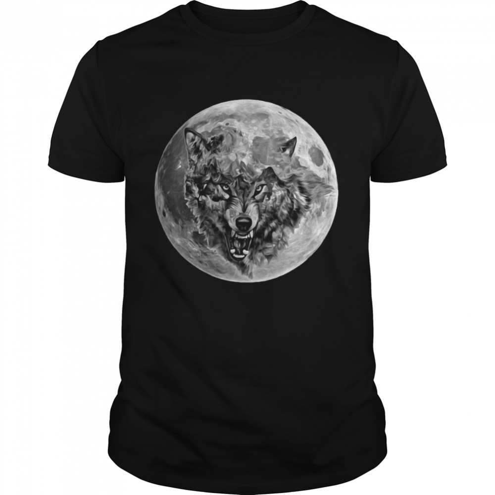 Wolf Motif Pack Moon Wild Lupus Colorful Design Wolves  Classic Men's T-shirt