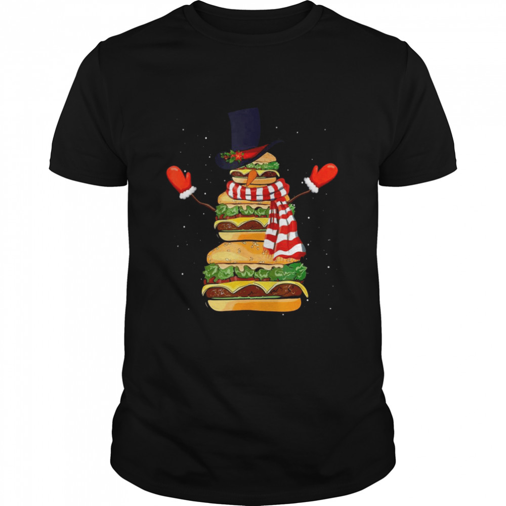 Christmas Snowman Hamburger Xmas Cheeseburger Shirt