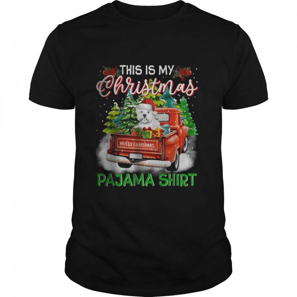 this Is My Christmas Pajama Westie Santa Funny Xmas Tree Gift  Classic Men's T-shirt