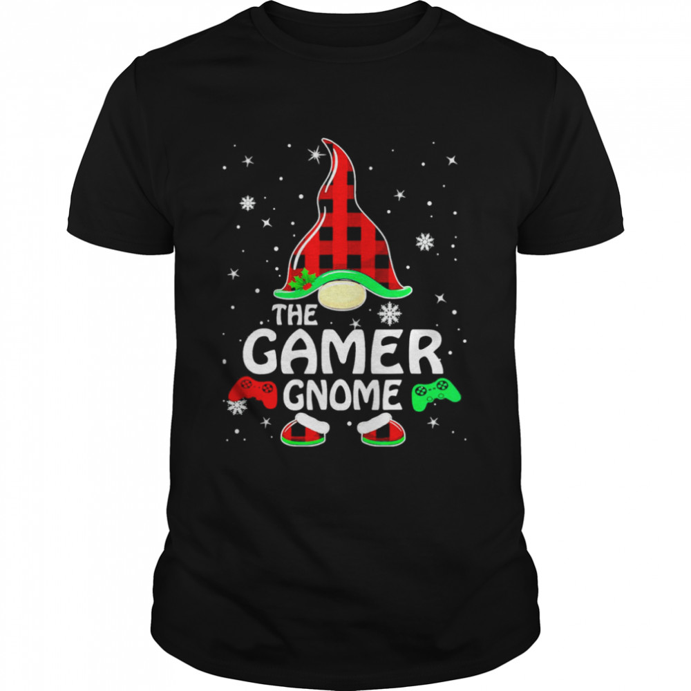 gamer Gnome Buffalo Plaid Matching Family Christmas Pajama T- Classic Men's T-shirt