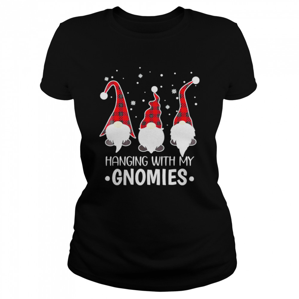 hanging With My Gnomies Buffalo Plaid Christmas Pajama Tee s Classic Women's T-shirt