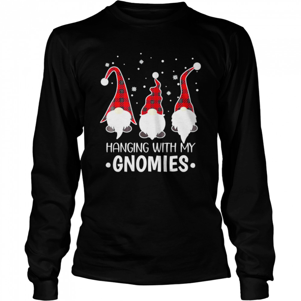hanging With My Gnomies Buffalo Plaid Christmas Pajama Tee s Long Sleeved T-shirt
