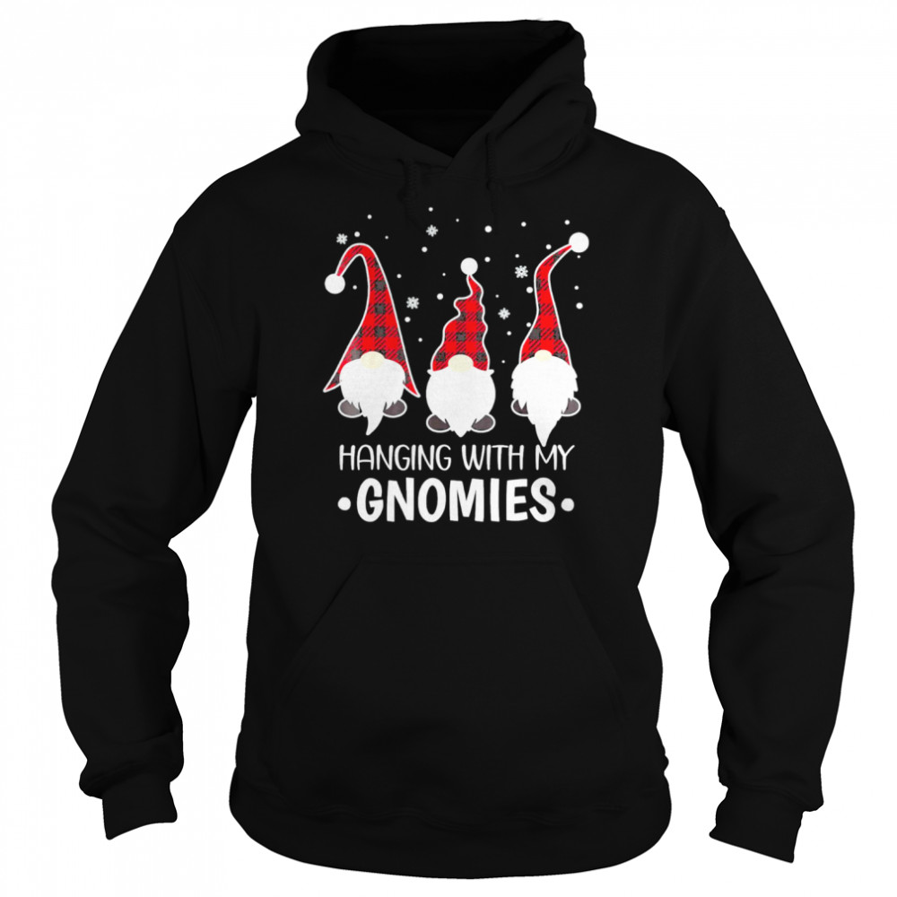 hanging With My Gnomies Buffalo Plaid Christmas Pajama Tee s Unisex Hoodie