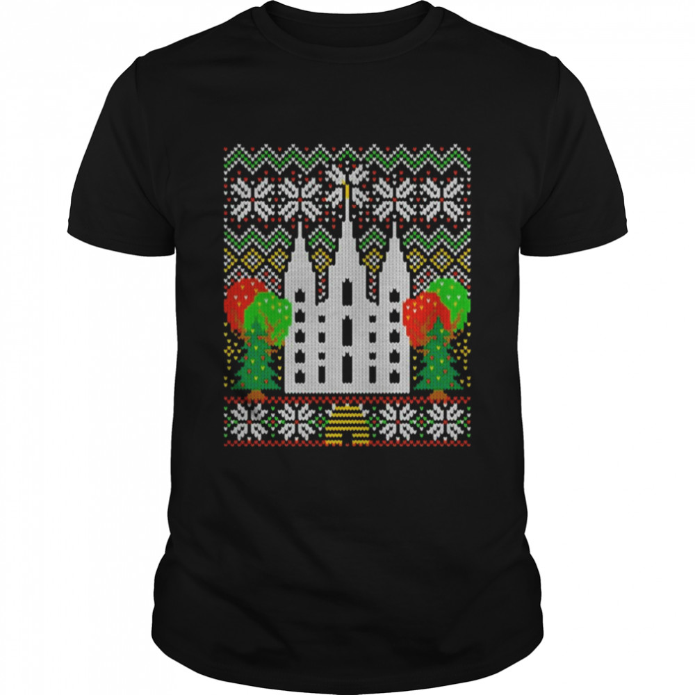 Lds Ugly Sweater Christmas Temple Square Salt Lake Utah Sweater  Classic Men's T-shirt