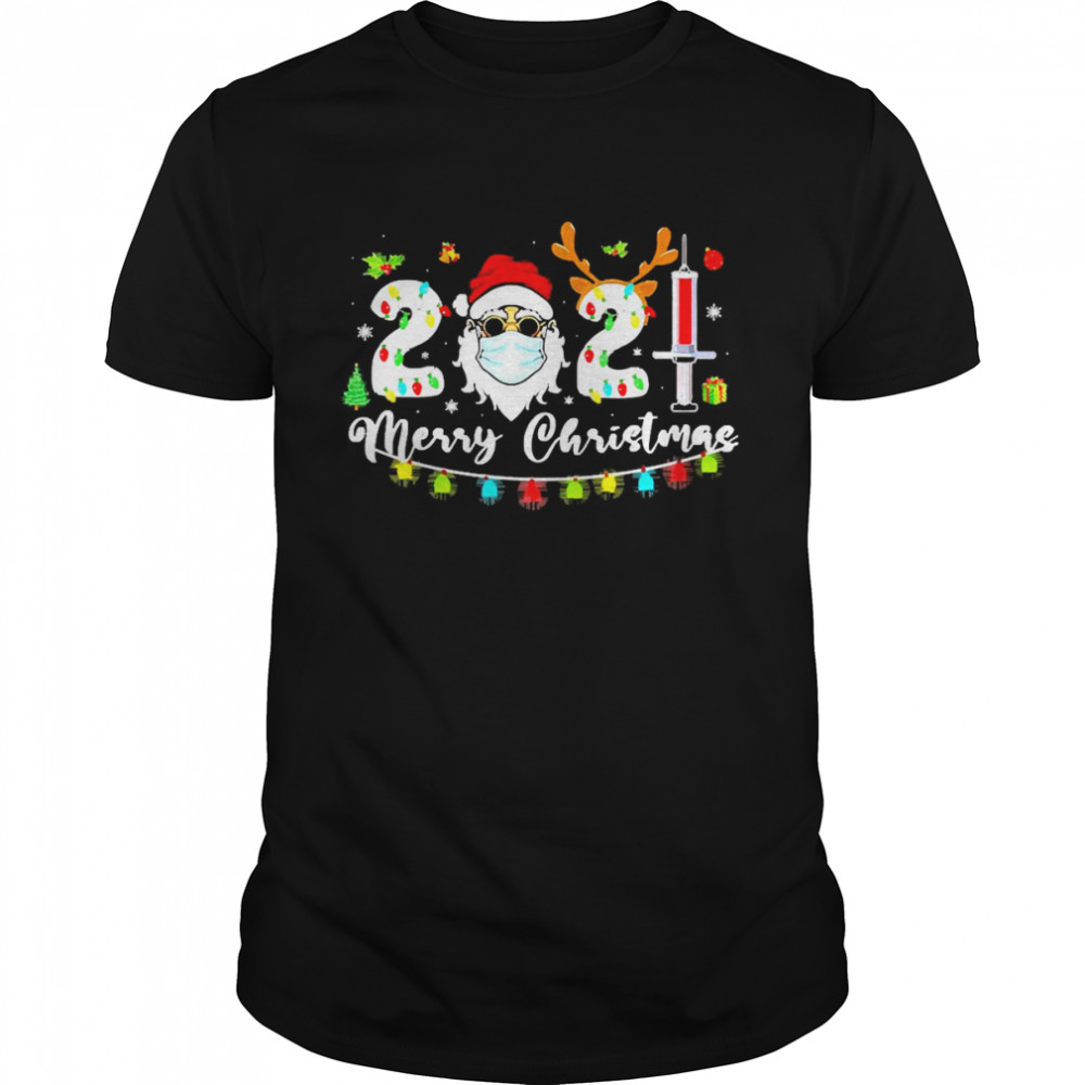 Santa Claus Face Mask 2021 Merry Christmas Sweater Shirt