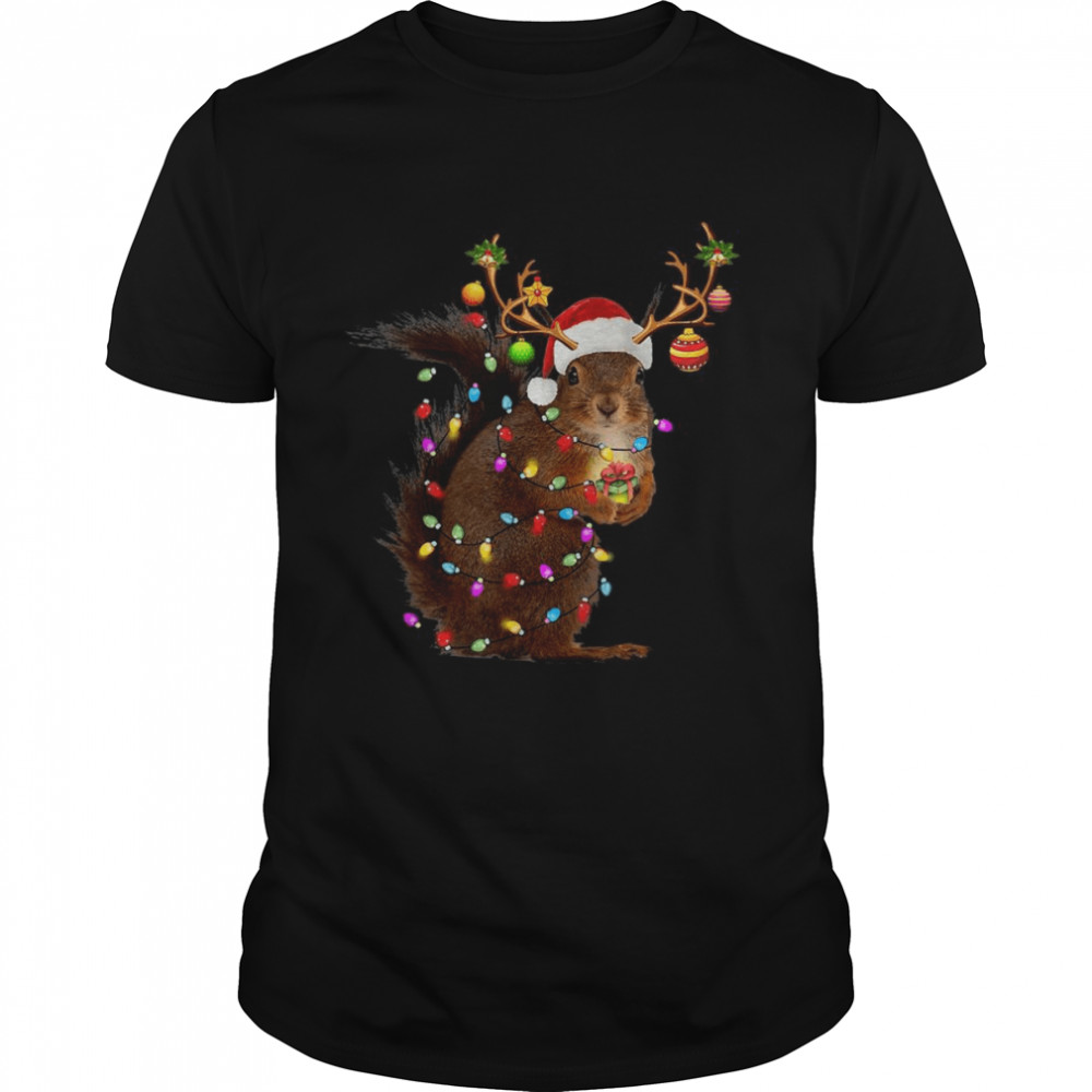 Squirrel Christmas Reindeer Christmas Lights Pajama  Classic Men's T-shirt