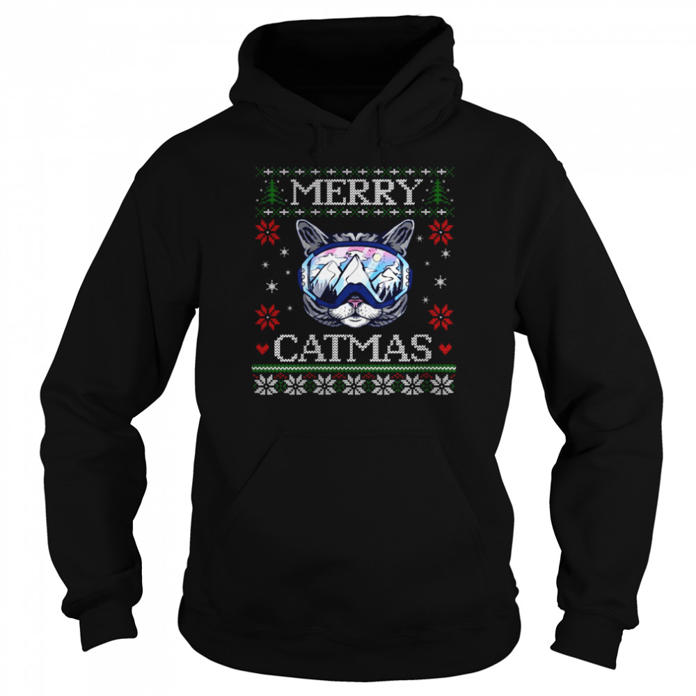 Merry Catmas Ugly Christmas Cat  Unisex Hoodie