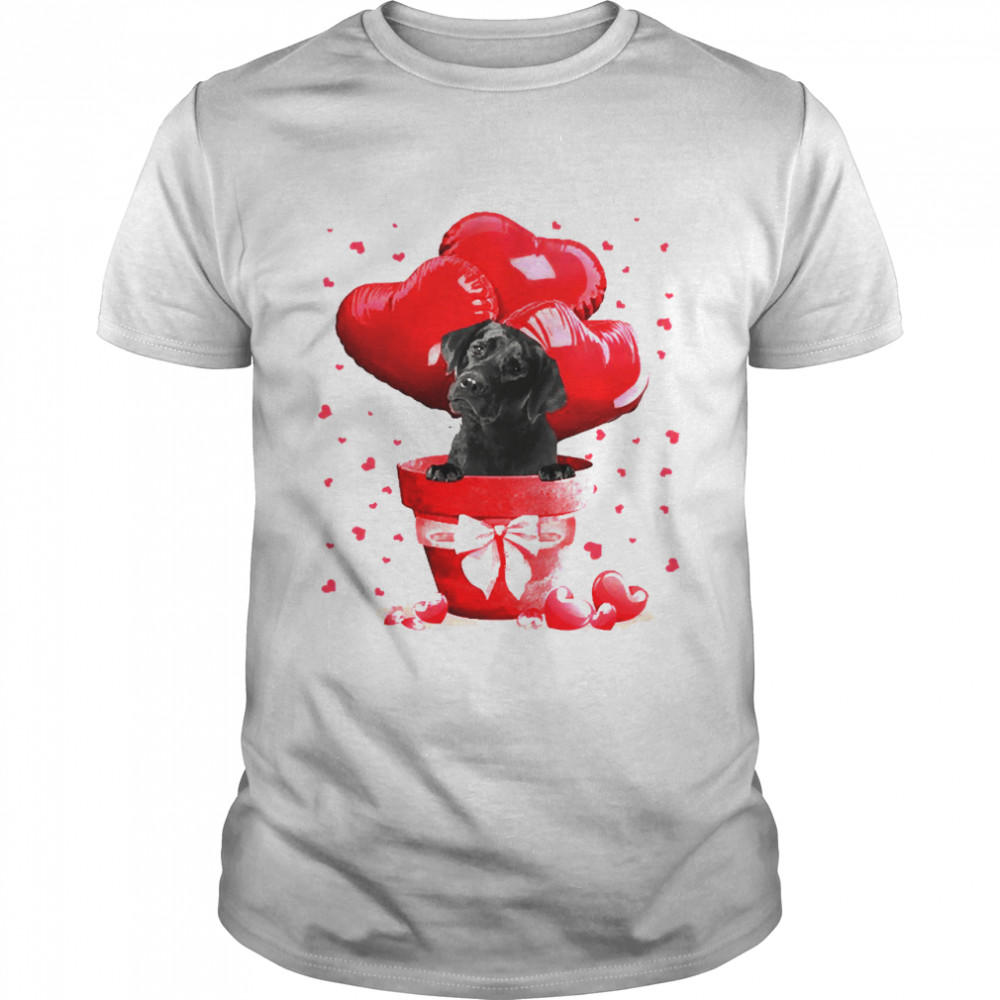 Valentine Pot Black Labrador Dogs  Classic Men's T-shirt