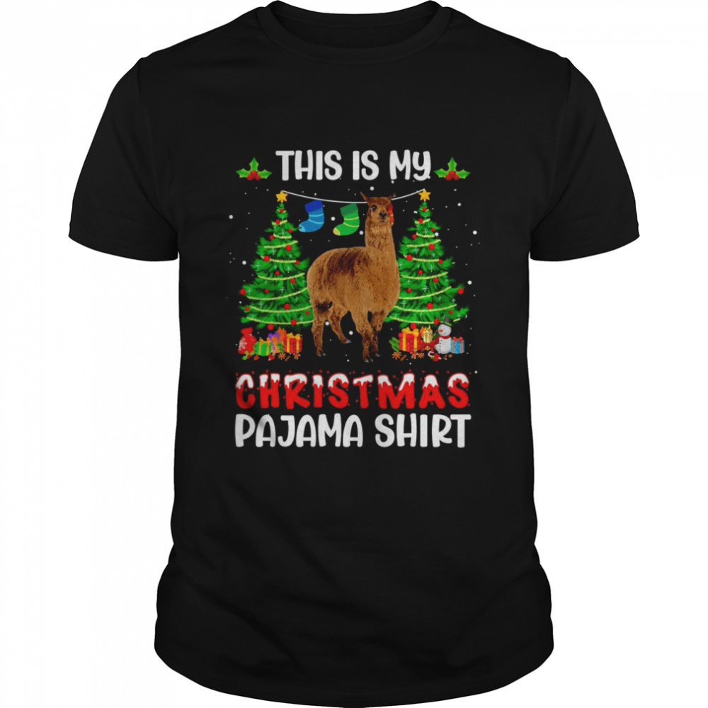 Alpaca Christmas Lights Xmas Santa Hat Animals  Classic Men's T-shirt