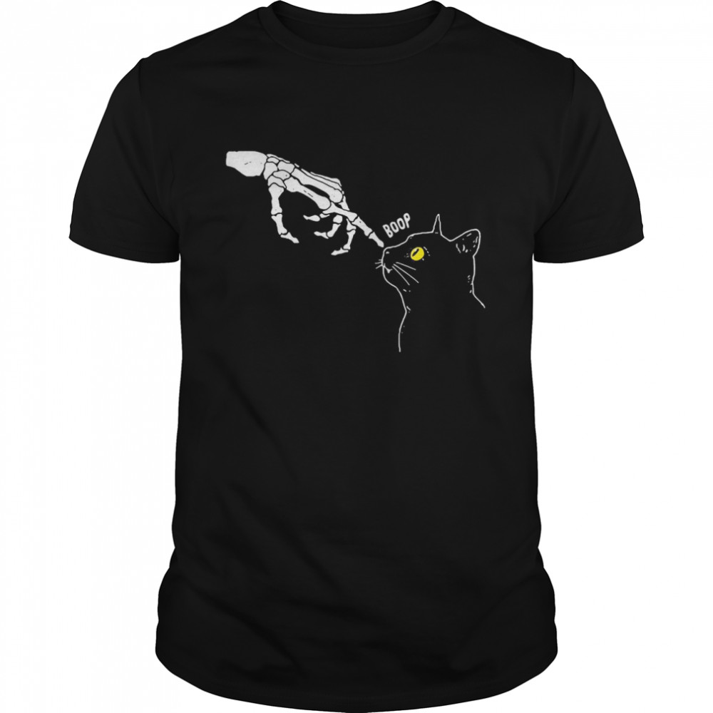 Cat Black Lover Skeleton Hand Boop Shirt